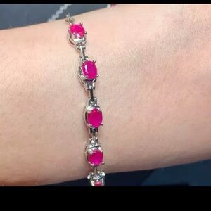 Gorgeous silver bracelet with natural ruby crystals new #230